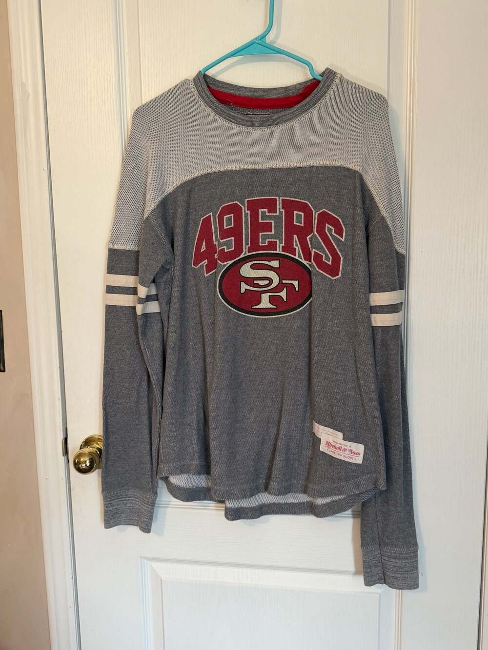 Mitchell & Ness San Francisco 49ers Thermal Long Sleeve Shirt Gray Women's Size